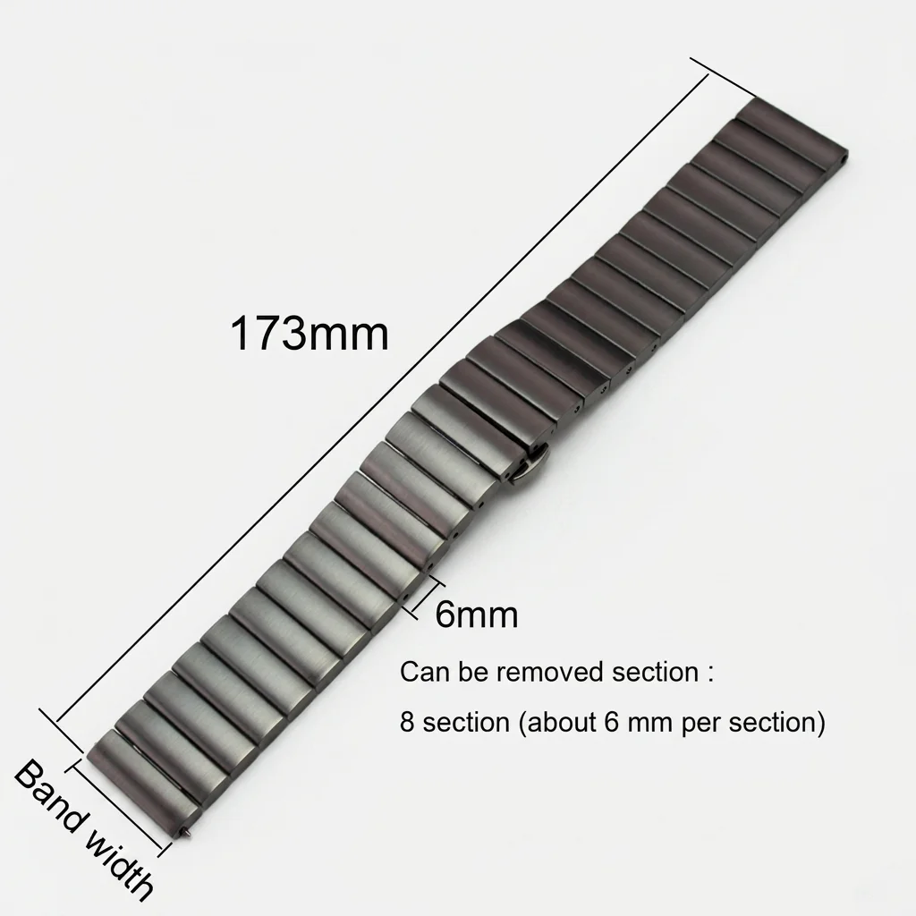 Solid Stainless Steel Watch Band 16mm 18mm 20mm 22mm Quick Release Silver Black Brushed Metal Bracelet Strap