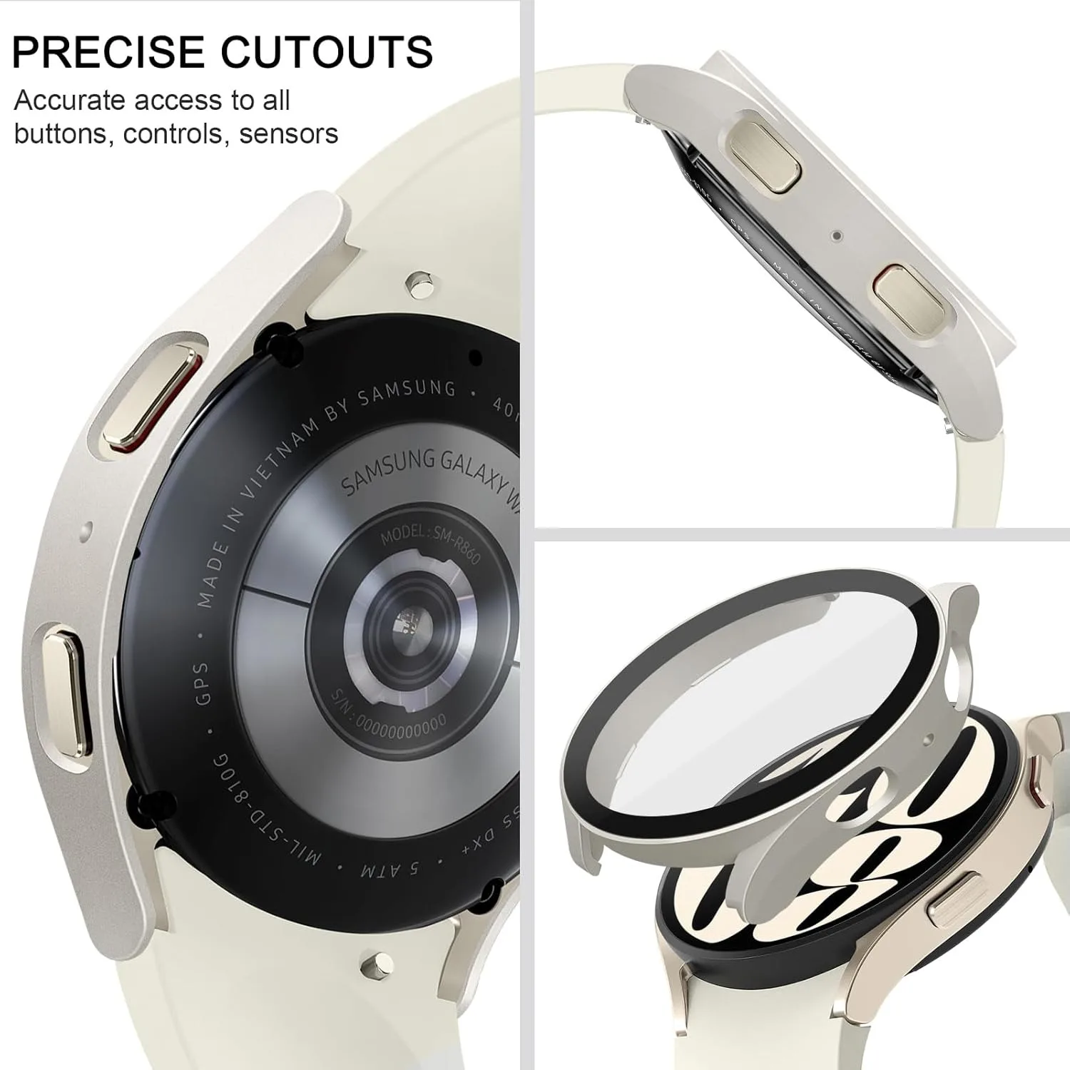 PC Watch Case+Tempered Glass for Samsung Galaxy Watch7/6/5/4 40/44mm Full Bumper Screen Protective Case Galaxy Watch Accessories