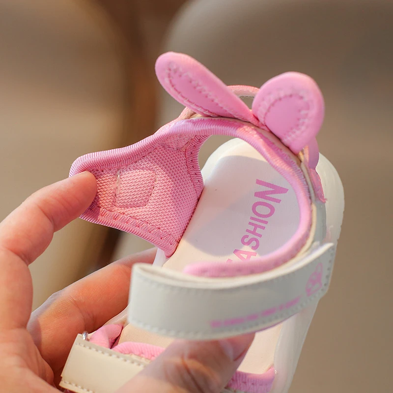 Children's Sandals 2-12 Years Old Cartoon Greenish Pink Soft Boys Girls Beach Shoes Casual Non-slip Kids Baby Sports Sandals