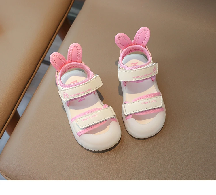 Children's Sandals 2-12 Years Old Cartoon Greenish Pink Soft Boys Girls Beach Shoes Casual Non-slip Kids Baby Sports Sandals