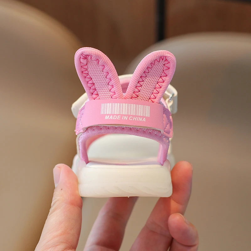 Children's Sandals 2-12 Years Old Cartoon Greenish Pink Soft Boys Girls Beach Shoes Casual Non-slip Kids Baby Sports Sandals
