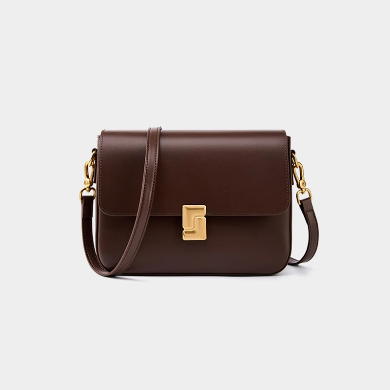 New Women Casual Split Leather Underarm Handbag Ladies Commuter Shoulder Crossbody Tofu Bag Fashionable Girl's Small Square Bags