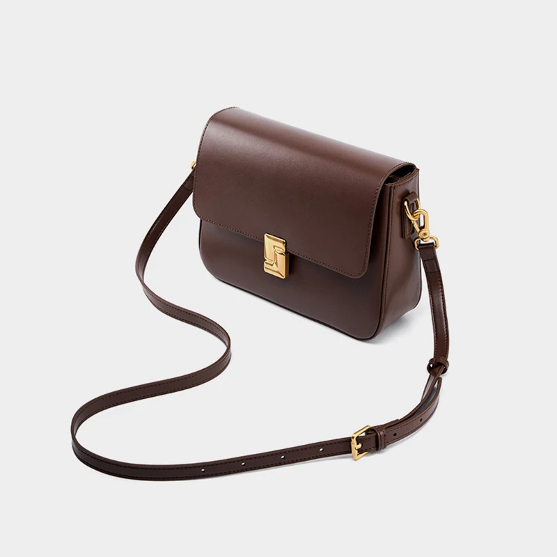 New Women Casual Split Leather Underarm Handbag Ladies Commuter Shoulder Crossbody Tofu Bag Fashionable Girl's Small Square Bags