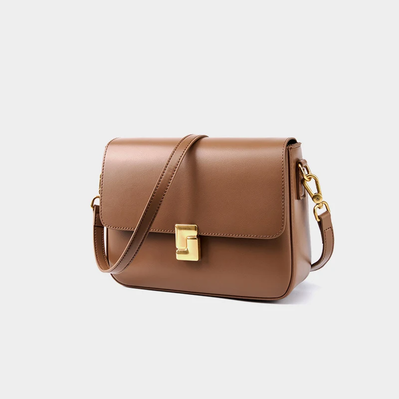 New Women Casual Split Leather Underarm Handbag Ladies Commuter Shoulder Crossbody Tofu Bag Fashionable Girl's Small Square Bags