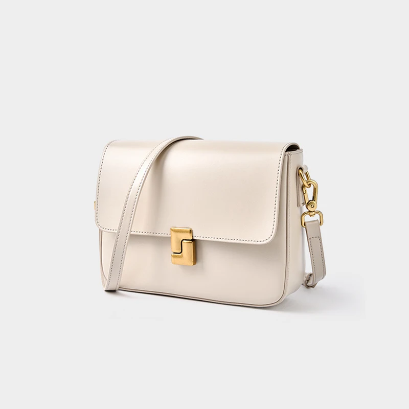 New Women Casual Split Leather Underarm Handbag Ladies Commuter Shoulder Crossbody Tofu Bag Fashionable Girl's Small Square Bags