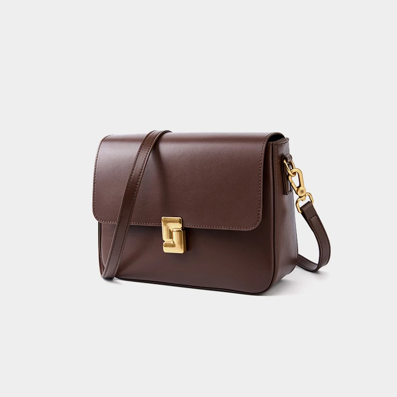 New Women Casual Split Leather Underarm Handbag Ladies Commuter Shoulder Crossbody Tofu Bag Fashionable Girl's Small Square Bags