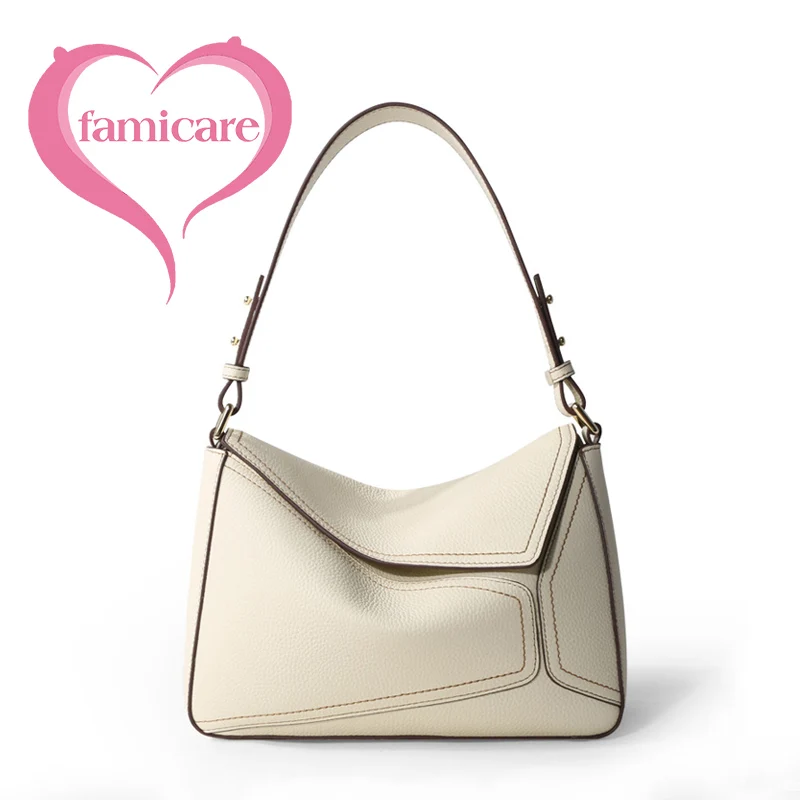 New Women Casual Split Leather Underarm Handbag Ladies Commuter Shoulder Crossbody Tofu Bag Fashionable Girl's Small Square Bags