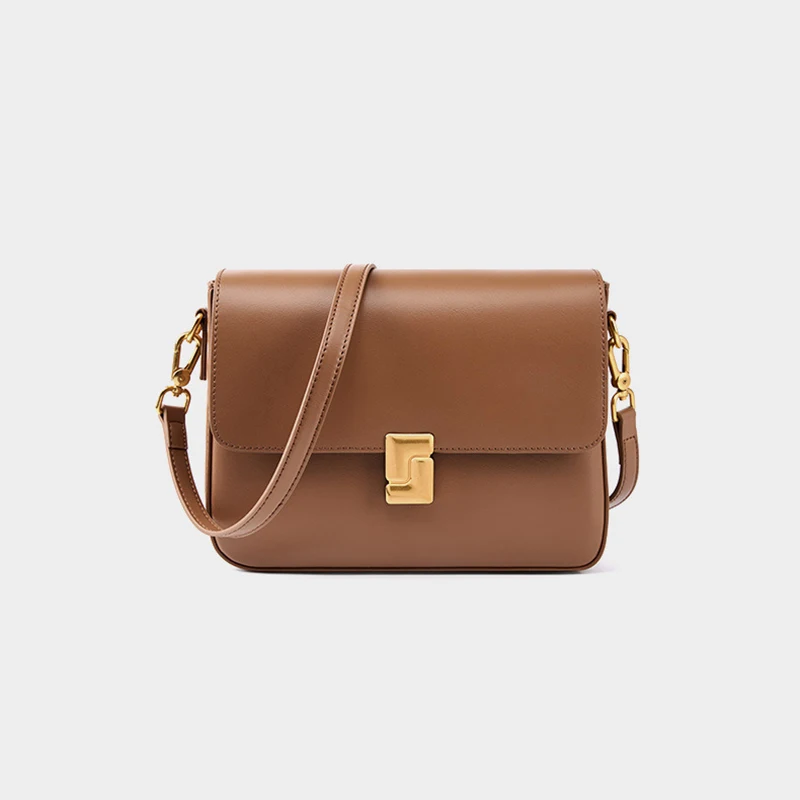 New Women Casual Split Leather Underarm Handbag Ladies Commuter Shoulder Crossbody Tofu Bag Fashionable Girl's Small Square Bags