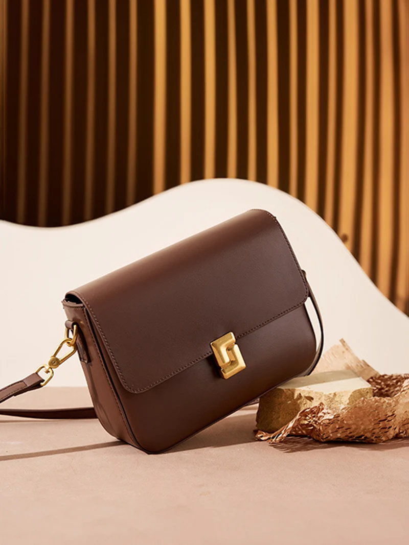 New Women Casual Split Leather Underarm Handbag Ladies Commuter Shoulder Crossbody Tofu Bag Fashionable Girl's Small Square Bags