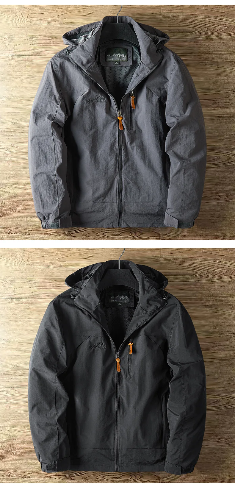 Men's Spring and Autumn Thin Section Punching Jacket Outdoor Jackets Men With Hat Clambing Streetwear Fashion