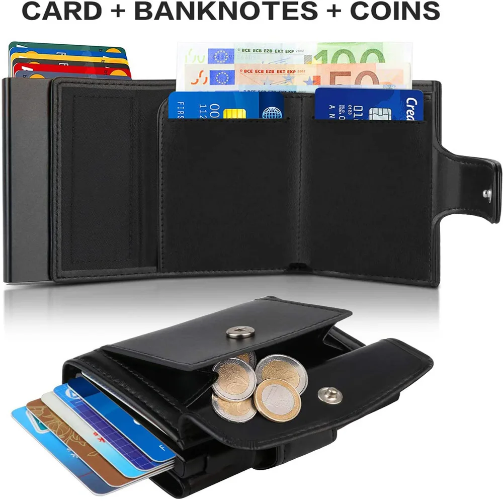 Rfid PU Leather Men Wallets Credit Card Holder Trifold Wallet Card Case Smart Slim Thin Coin Pocket Wallet for Daily Use