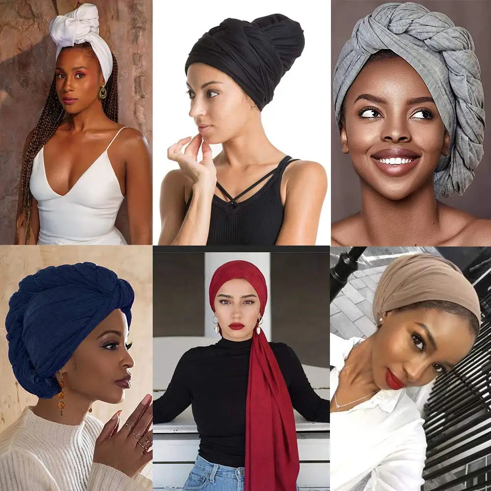 Head Wraps for Black Women Turban Headwraps Stretchy African Hair Wraps Jersey Head Scarf Tie Headbands