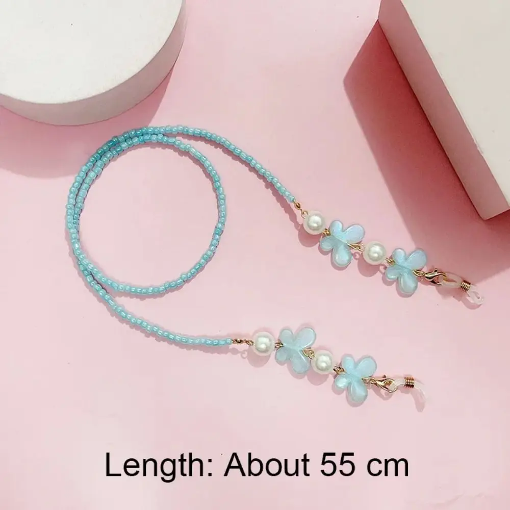Adjustable Sunglasses Lanyard Strap Anti-slip Reading Glasses Eyeglass Chain Colorful Mask Chains Butterfly Pearl Hanging Rope