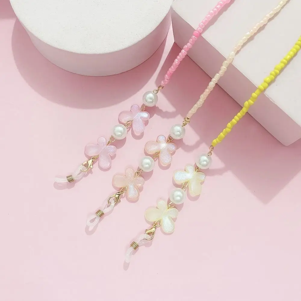 Adjustable Sunglasses Lanyard Strap Anti-slip Reading Glasses Eyeglass Chain Colorful Mask Chains Butterfly Pearl Hanging Rope