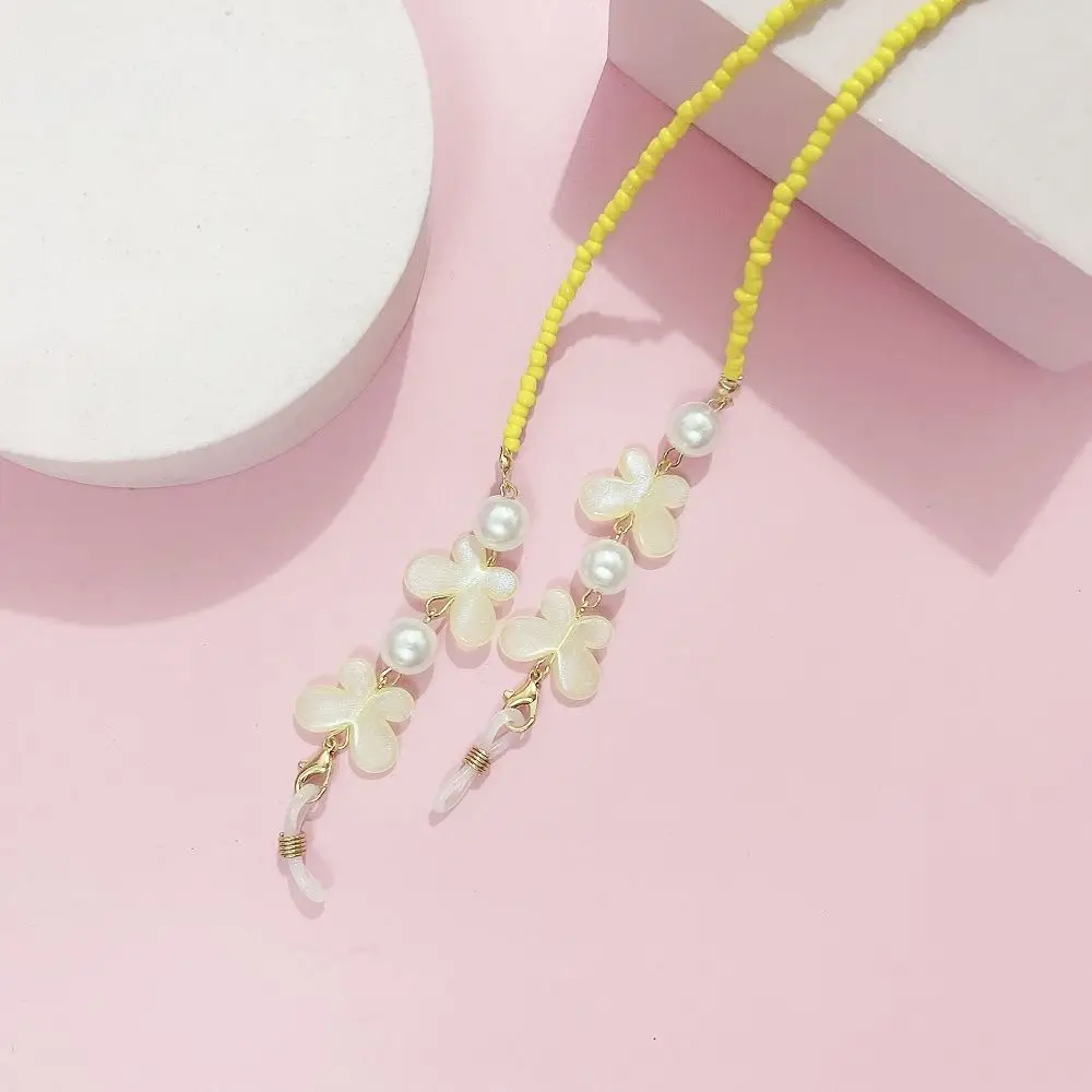 Adjustable Sunglasses Lanyard Strap Anti-slip Reading Glasses Eyeglass Chain Colorful Mask Chains Butterfly Pearl Hanging Rope