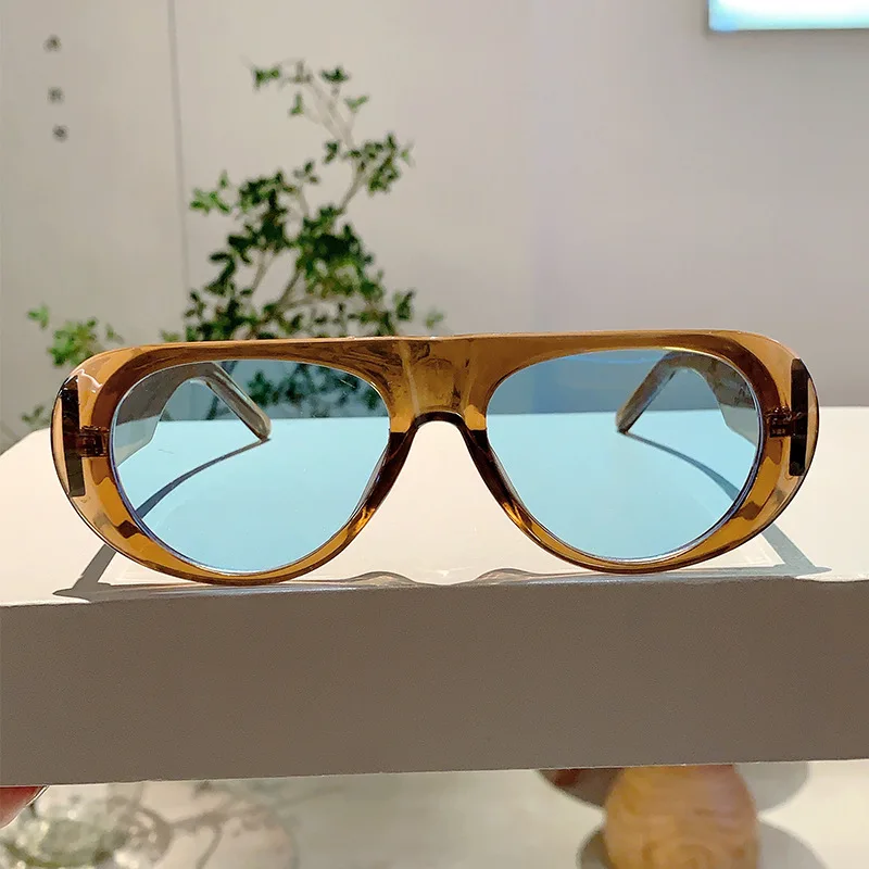 New in Luxury Brand Designer Big Frame Flat Top Sunglasses Women For Men Fashion Vintage Sun Glasses Punk Pilot Shades UV400