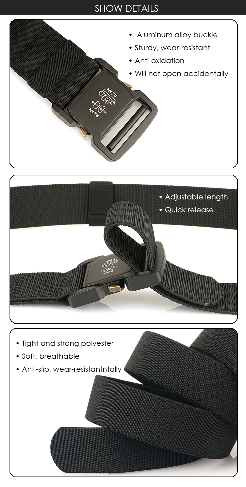 VATLTY 5cm / 2in Elastic Belt for Men Aluminum Buckle Lightweight Wide Belt Military Tactical Belt Grey Casual Girdle Male