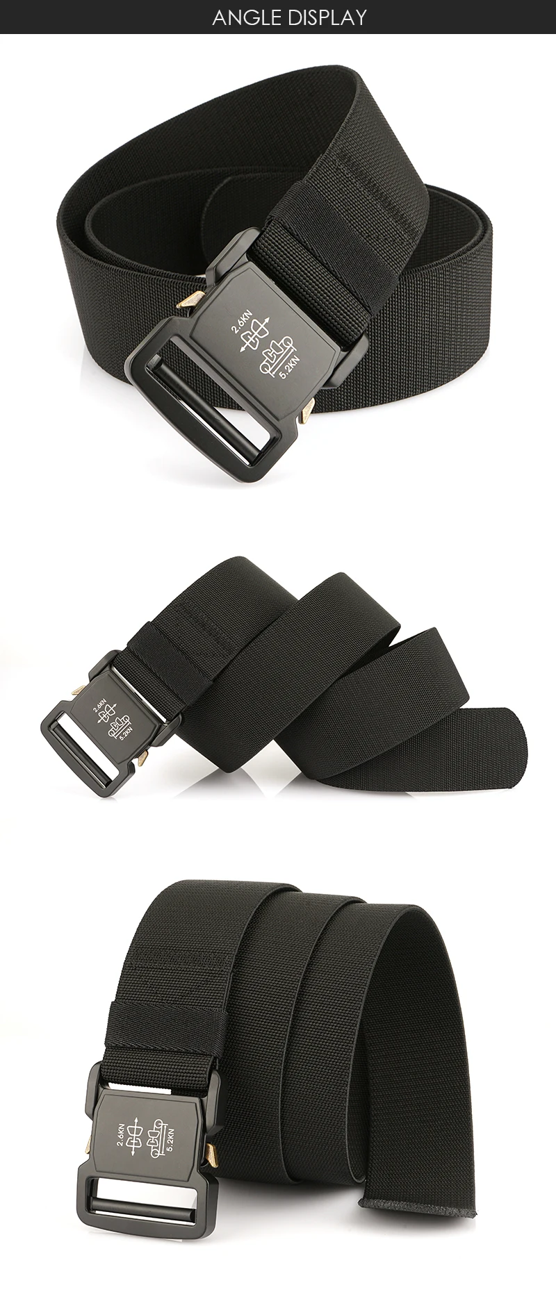 VATLTY 5cm / 2in Elastic Belt for Men Aluminum Buckle Lightweight Wide Belt Military Tactical Belt Grey Casual Girdle Male
