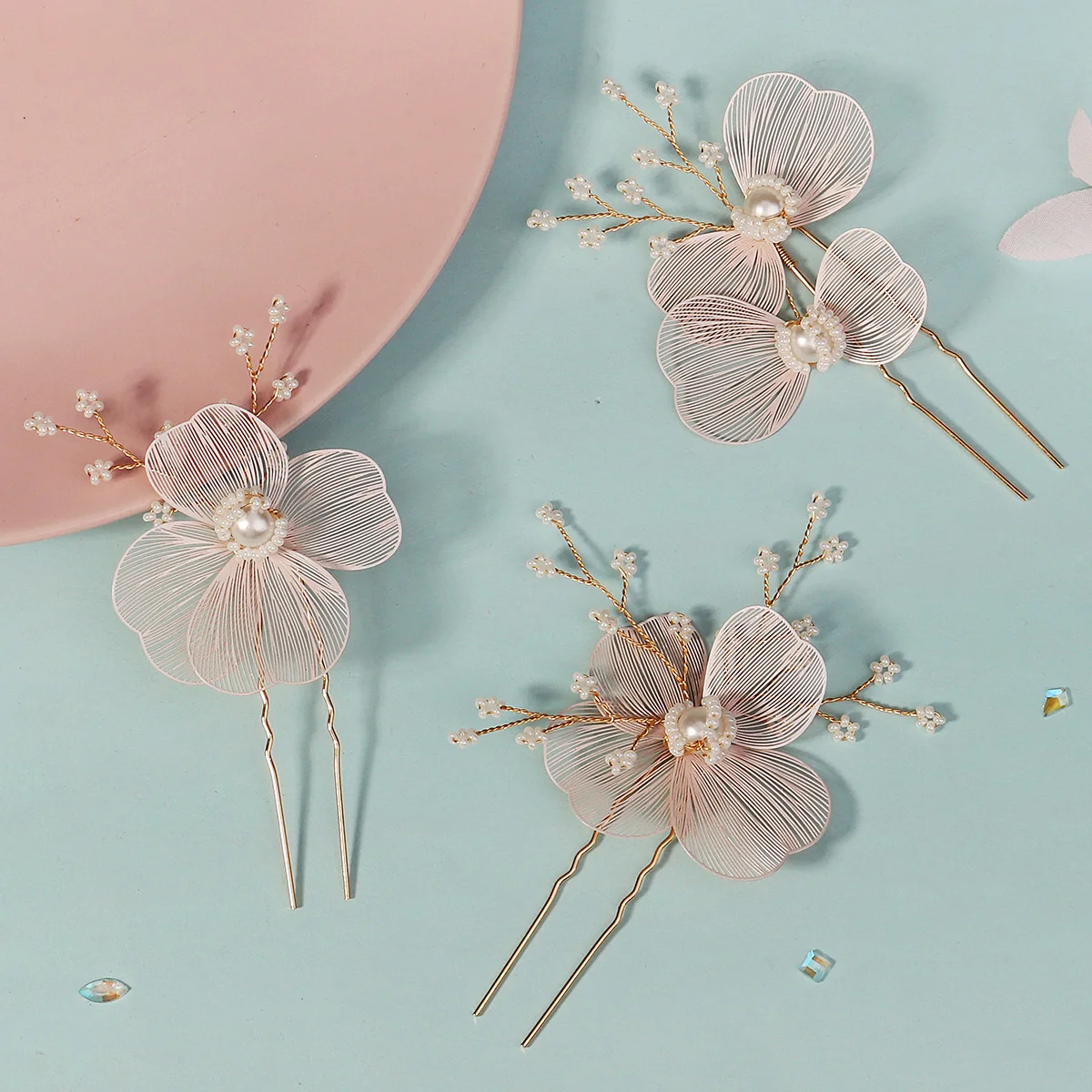 3Pcs/set Crystal Pearl Hairpins for Women Wedding Party Bag Hat Accessories Hair Sticks Girls Holiday Gifts Jewelry Headpieces