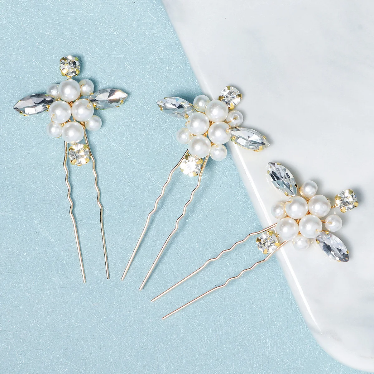 3Pcs/set Crystal Pearl Hairpins for Women Wedding Party Bag Hat Accessories Hair Sticks Girls Holiday Gifts Jewelry Headpieces