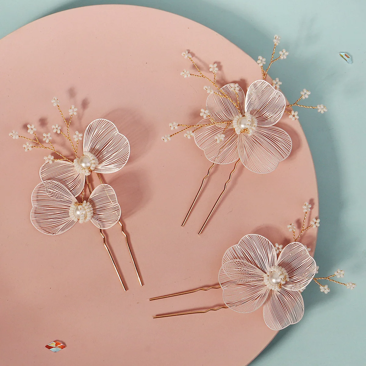 3Pcs/set Crystal Pearl Hairpins for Women Wedding Party Bag Hat Accessories Hair Sticks Girls Holiday Gifts Jewelry Headpieces