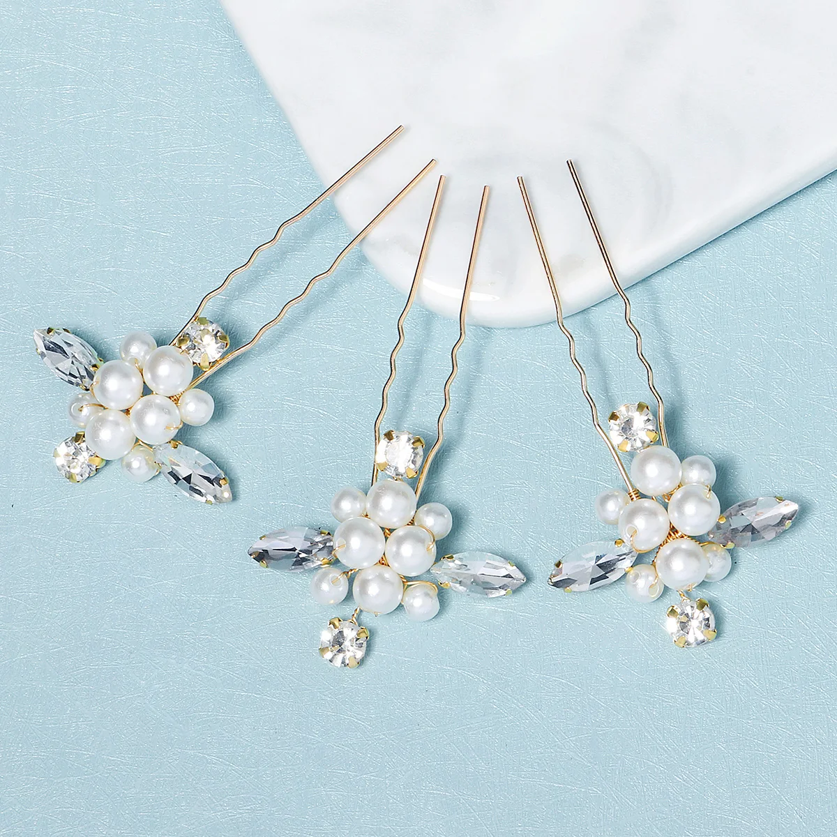 3Pcs/set Crystal Pearl Hairpins for Women Wedding Party Bag Hat Accessories Hair Sticks Girls Holiday Gifts Jewelry Headpieces