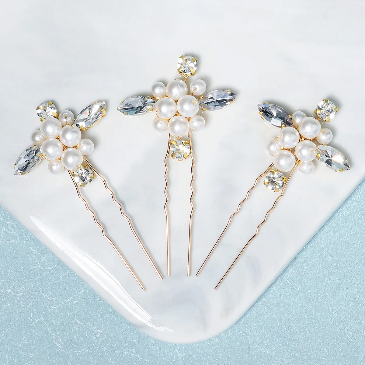 3Pcs/set Crystal Pearl Hairpins for Women Wedding Party Bag Hat Accessories Hair Sticks Girls Holiday Gifts Jewelry Headpieces