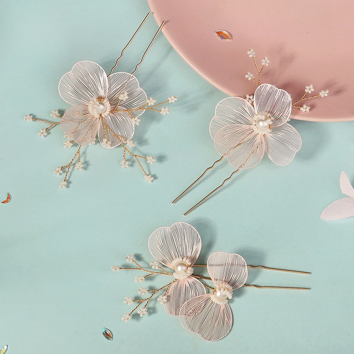3Pcs/set Crystal Pearl Hairpins for Women Wedding Party Bag Hat Accessories Hair Sticks Girls Holiday Gifts Jewelry Headpieces