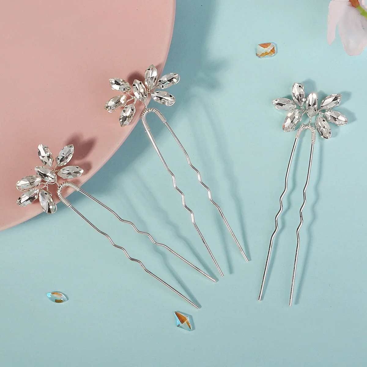 3Pcs/set Crystal Pearl Hairpins for Women Wedding Party Bag Hat Accessories Hair Sticks Girls Holiday Gifts Jewelry Headpieces