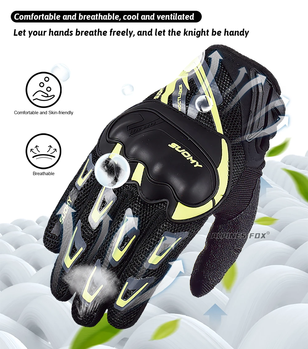 SUOMY Summer Women Pink Motorcycle Gloves Lady Purple Full Finger Motocross Gloves Men Touch Screen Cycling Gloves XS-XXL
