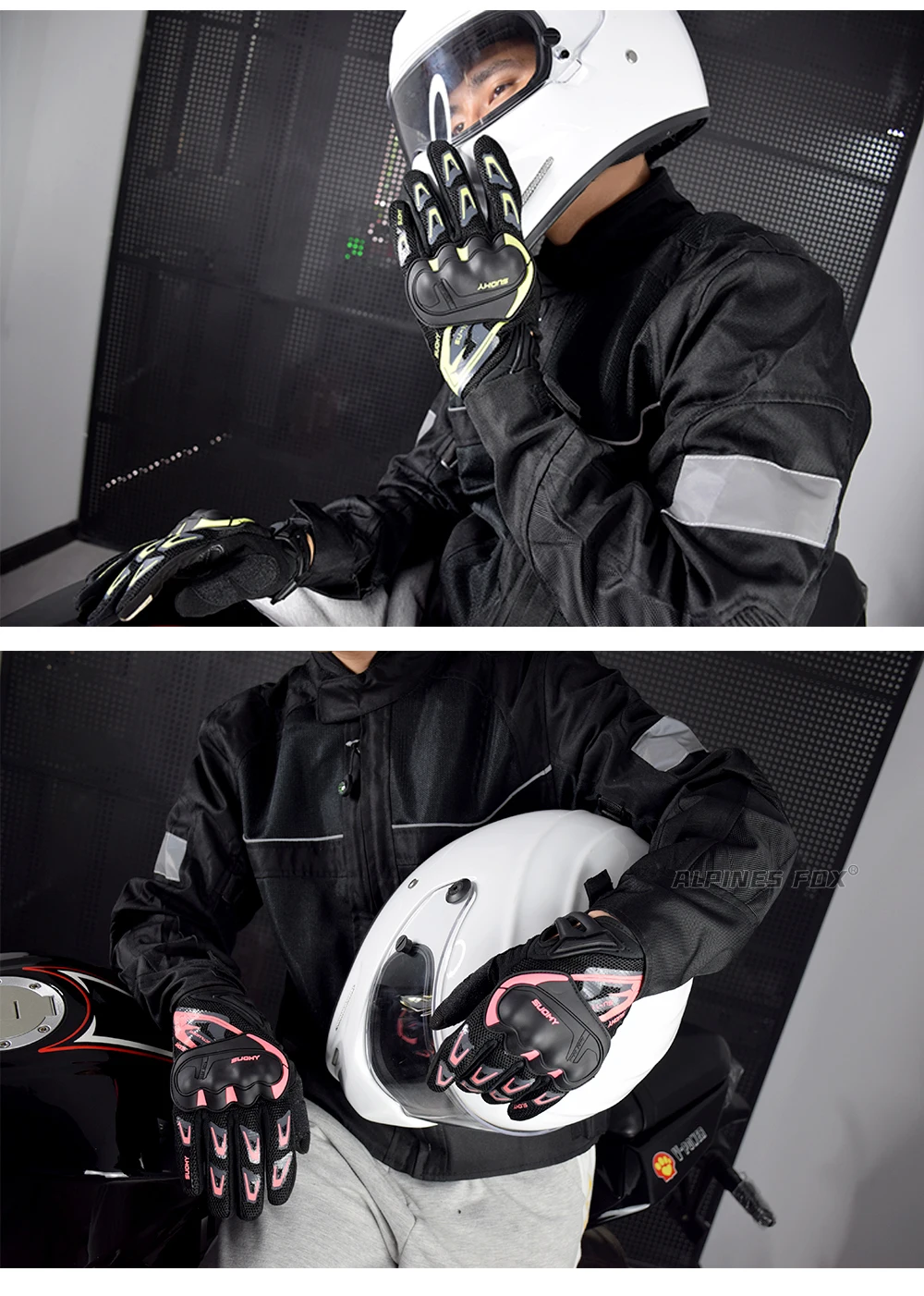 SUOMY Summer Women Pink Motorcycle Gloves Lady Purple Full Finger Motocross Gloves Men Touch Screen Cycling Gloves XS-XXL