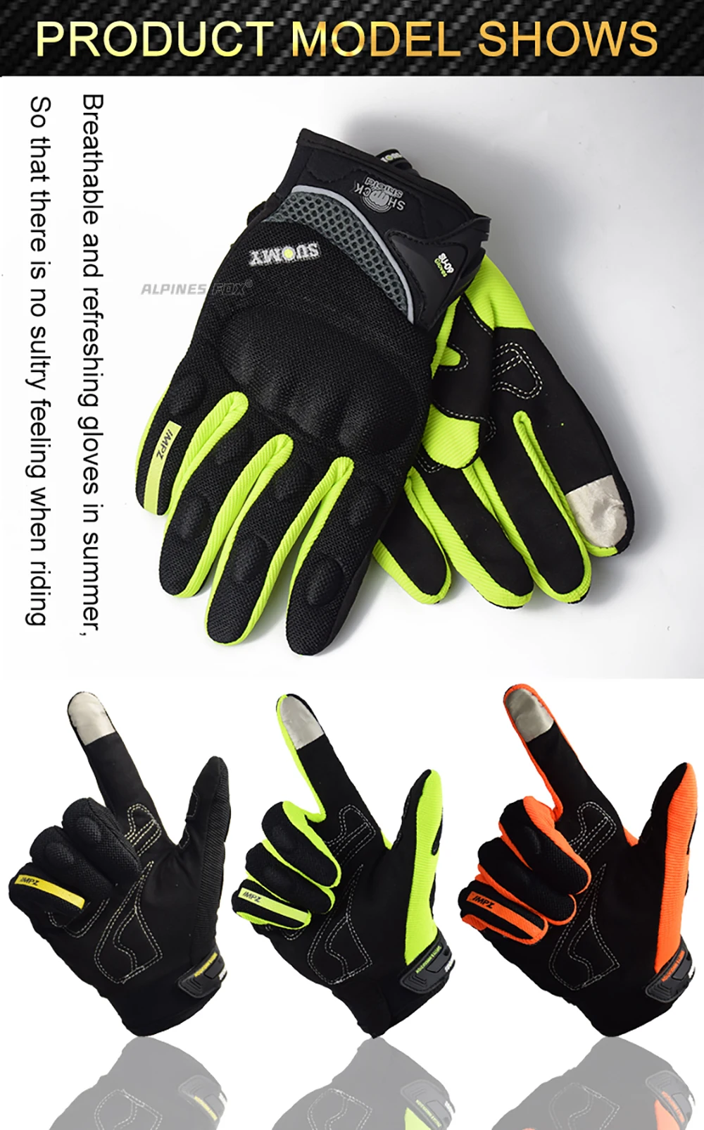 SUOMY Summer Women Pink Motorcycle Gloves Lady Purple Full Finger Motocross Gloves Men Touch Screen Cycling Gloves XS-XXL