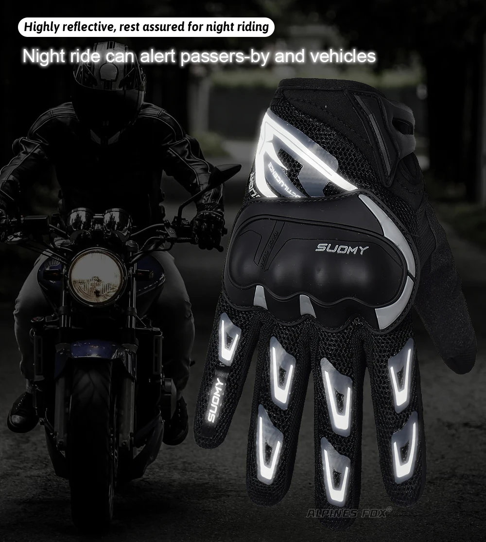 SUOMY Summer Women Pink Motorcycle Gloves Lady Purple Full Finger Motocross Gloves Men Touch Screen Cycling Gloves XS-XXL