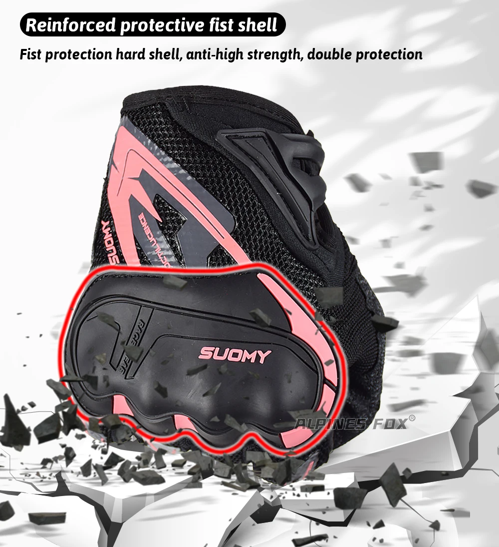 SUOMY Summer Women Pink Motorcycle Gloves Lady Purple Full Finger Motocross Gloves Men Touch Screen Cycling Gloves XS-XXL