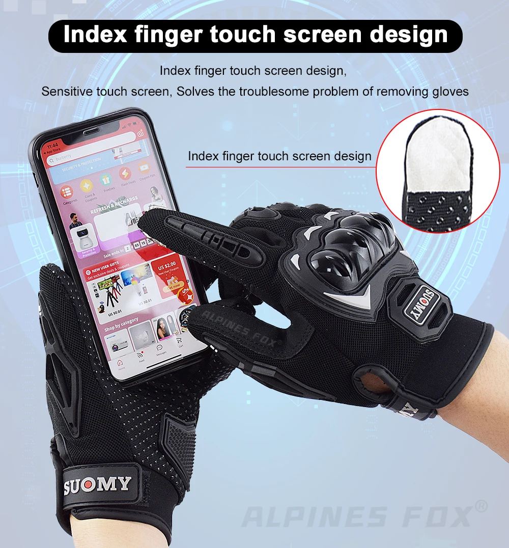 SUOMY Summer Women Pink Motorcycle Gloves Lady Purple Full Finger Motocross Gloves Men Touch Screen Cycling Gloves XS-XXL
