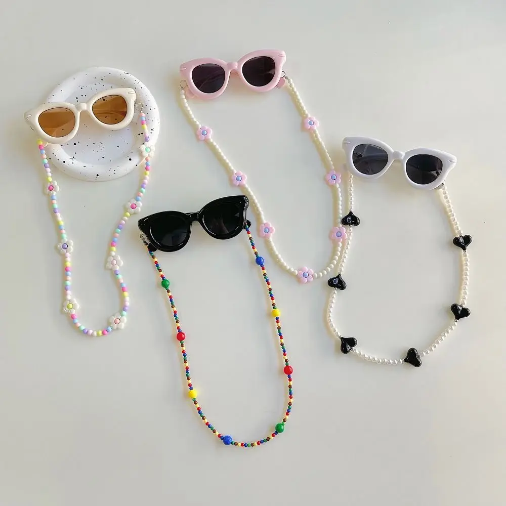 2Pcs/Set Spring Summer Kids Cat Eye Sunglasses Kawaii Fashion Sunscreen Eyeglasses with Eyeglass Chains Outdoor Children Eyewear