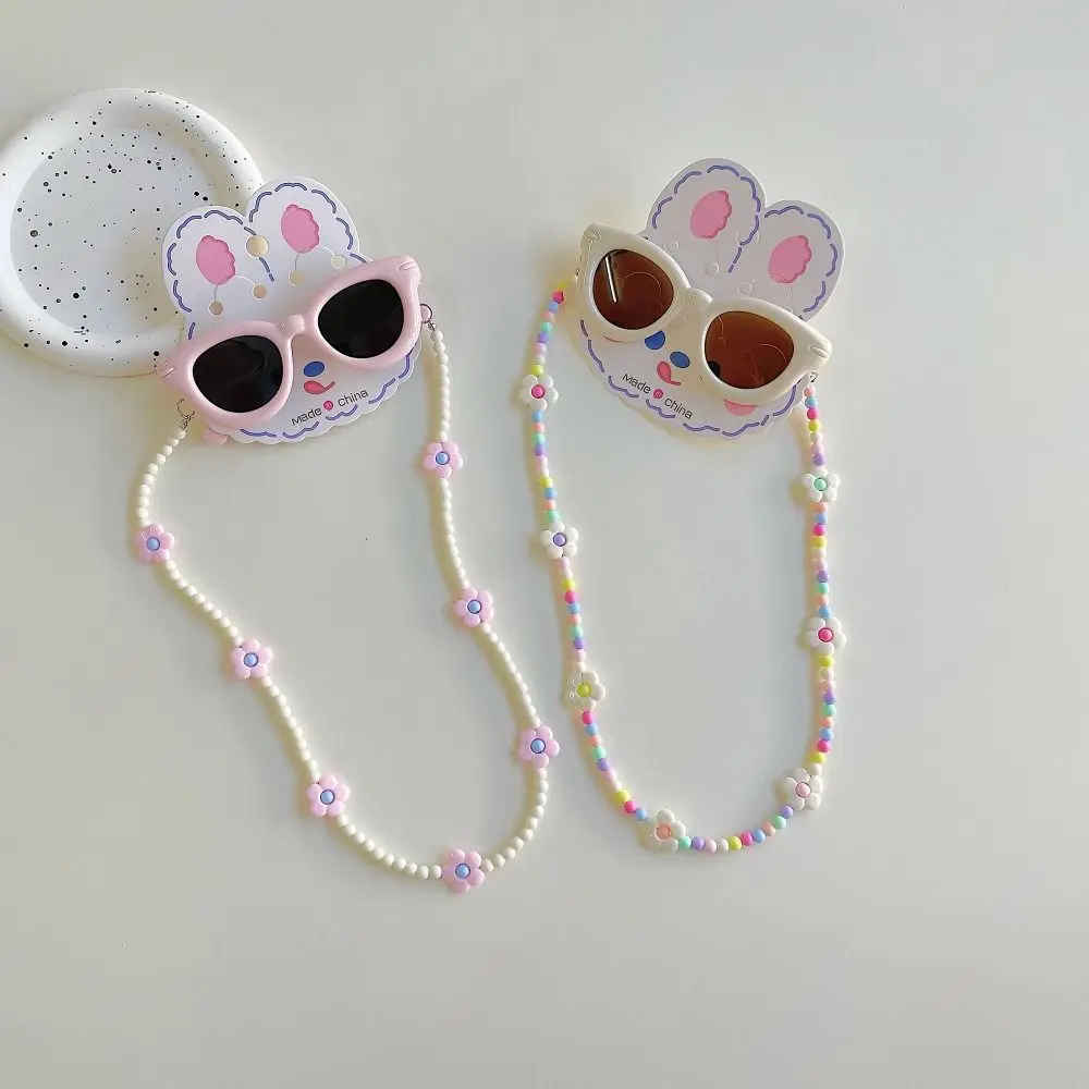 2Pcs/Set Spring Summer Kids Cat Eye Sunglasses Kawaii Fashion Sunscreen Eyeglasses with Eyeglass Chains Outdoor Children Eyewear