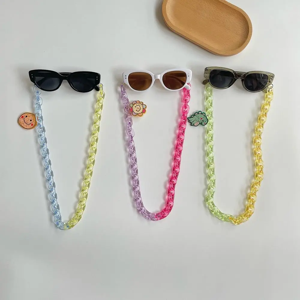 2Pcs/Set Spring Summer Kids Cat Eye Sunglasses Kawaii Fashion Sunscreen Eyeglasses with Eyeglass Chains Outdoor Children Eyewear