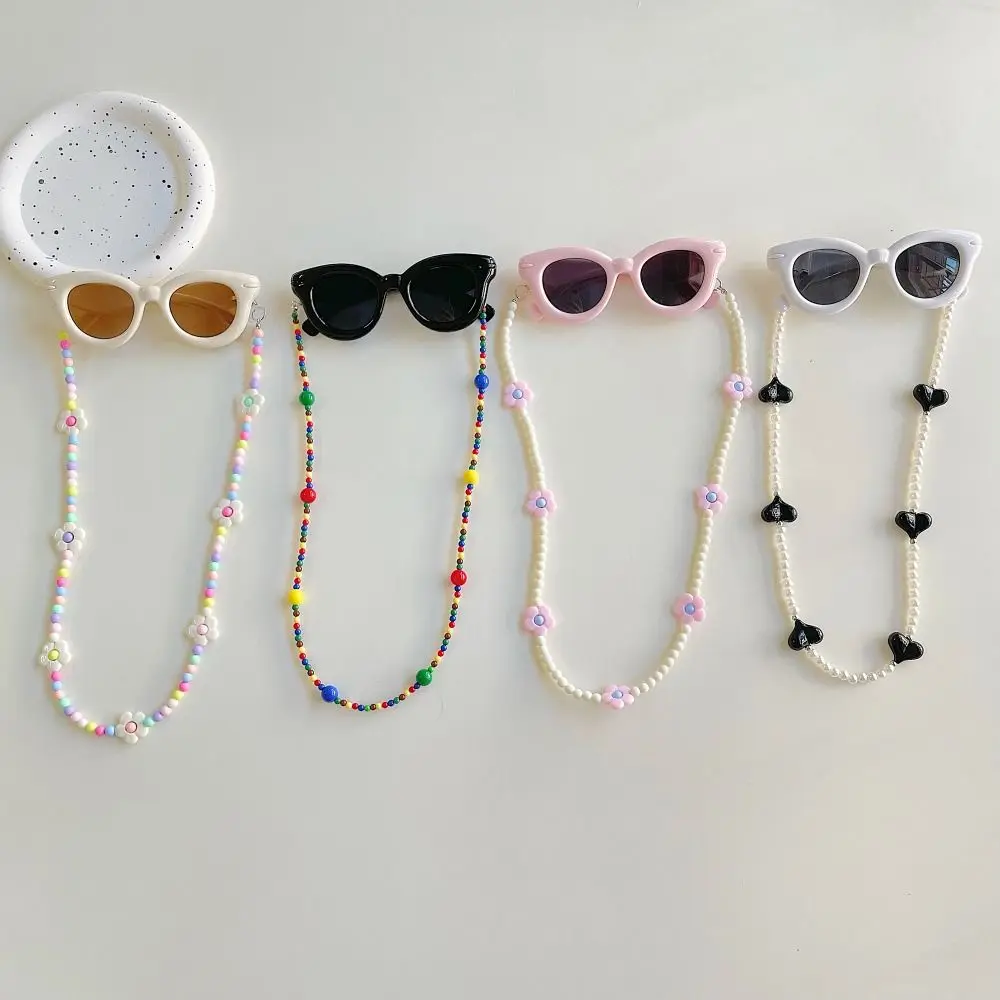 2Pcs/Set Spring Summer Kids Cat Eye Sunglasses Kawaii Fashion Sunscreen Eyeglasses with Eyeglass Chains Outdoor Children Eyewear