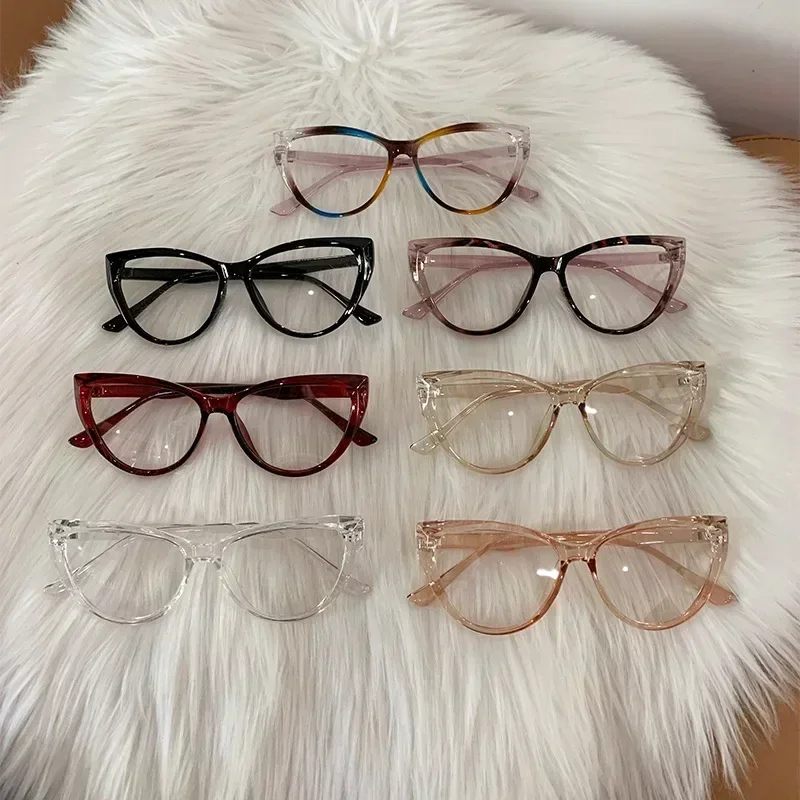 Women Cat Eye Myopia Eyeglasses Fashion Trendy Anti-blue Light Near Sight Glasses Female Vintage HD Lens Minus Eyewear 0 To -4.0
