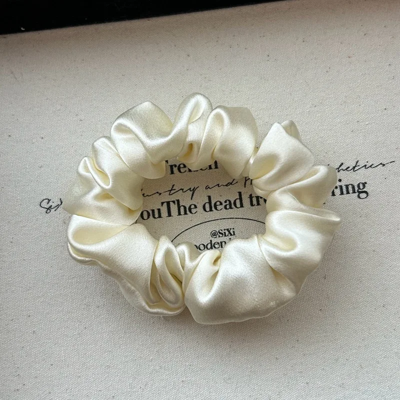 Women 100% Pure Mulberry Silk Hair Tie White Silk Scrunchies Girls Elastics Hair Rubber Band Solid Color hair rope chouchou soie