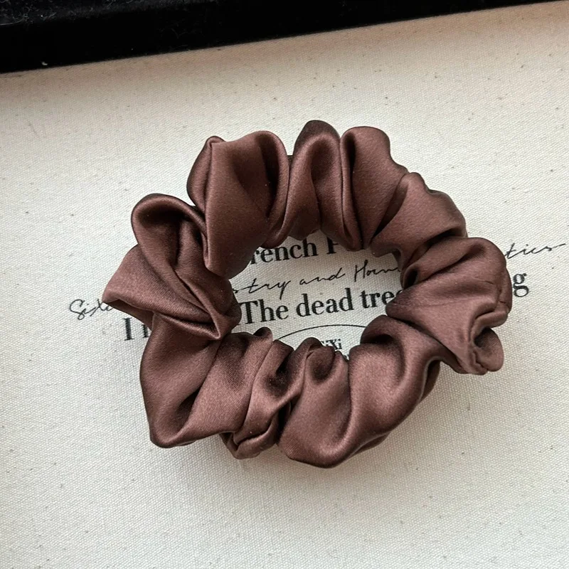 Women 100% Pure Mulberry Silk Hair Tie White Silk Scrunchies Girls Elastics Hair Rubber Band Solid Color hair rope chouchou soie
