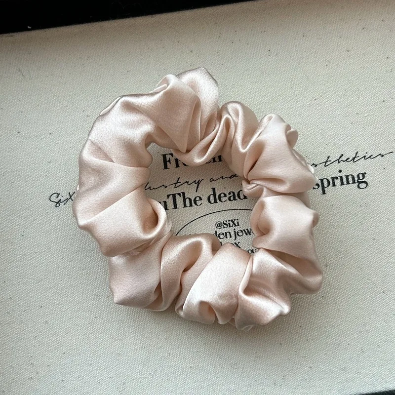 Women 100% Pure Mulberry Silk Hair Tie White Silk Scrunchies Girls Elastics Hair Rubber Band Solid Color hair rope chouchou soie