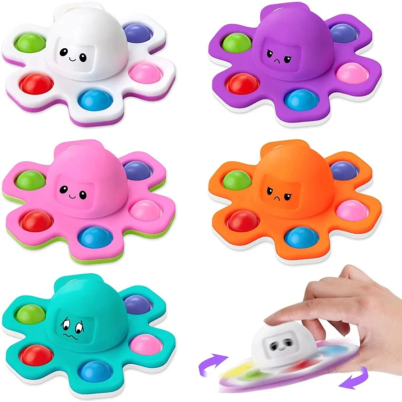 Antistress Push Bubbles Fidget Spinner for Kids and Adults Face-Changing Sensory Toy for Autistic Children Anxiety Relief Gifts