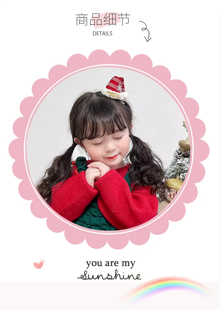 Creative Christmas Hair Clips for Children Cute Red Bowknot Christmas Hat Hairpins Girl Hair Accessories