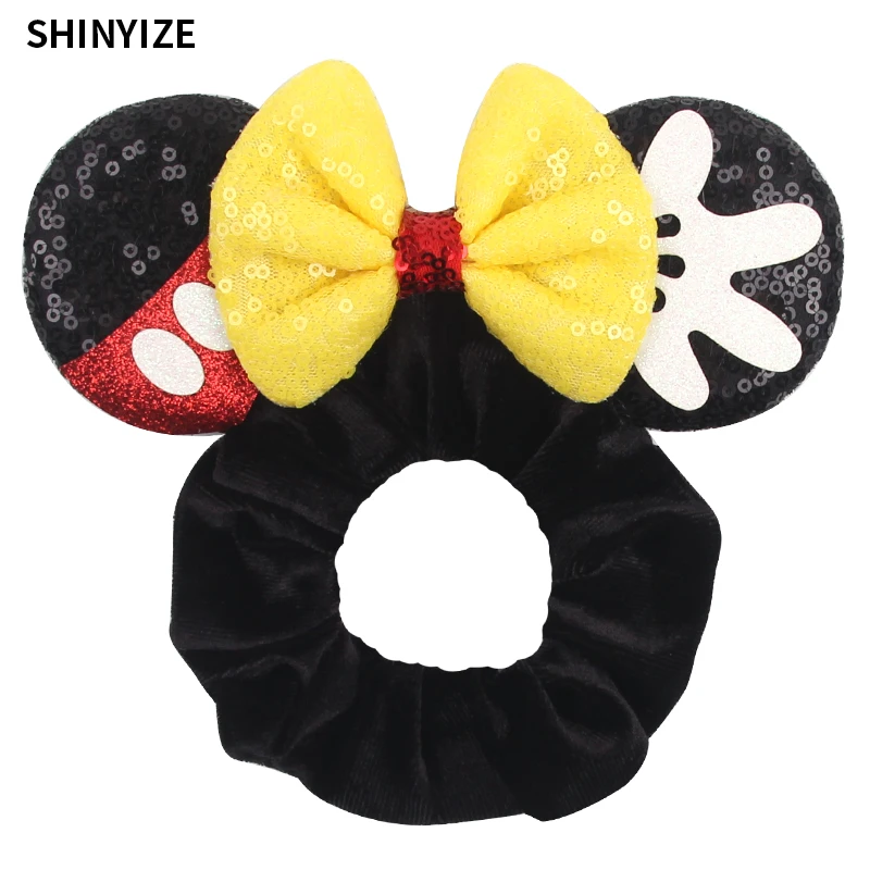 New Cute Mouse Ears Headwear Tie Hair Festival Sequin Women 3.6"Bow Elastic Headband Girl Party DIY Hair Accessories Gift