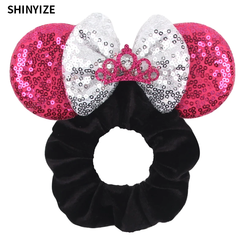 New Cute Mouse Ears Headwear Tie Hair Festival Sequin Women 3.6"Bow Elastic Headband Girl Party DIY Hair Accessories Gift