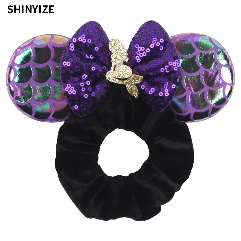 New Cute Mouse Ears Headwear Tie Hair Festival Sequin Women 3.6"Bow Elastic Headband Girl Party DIY Hair Accessories Gift