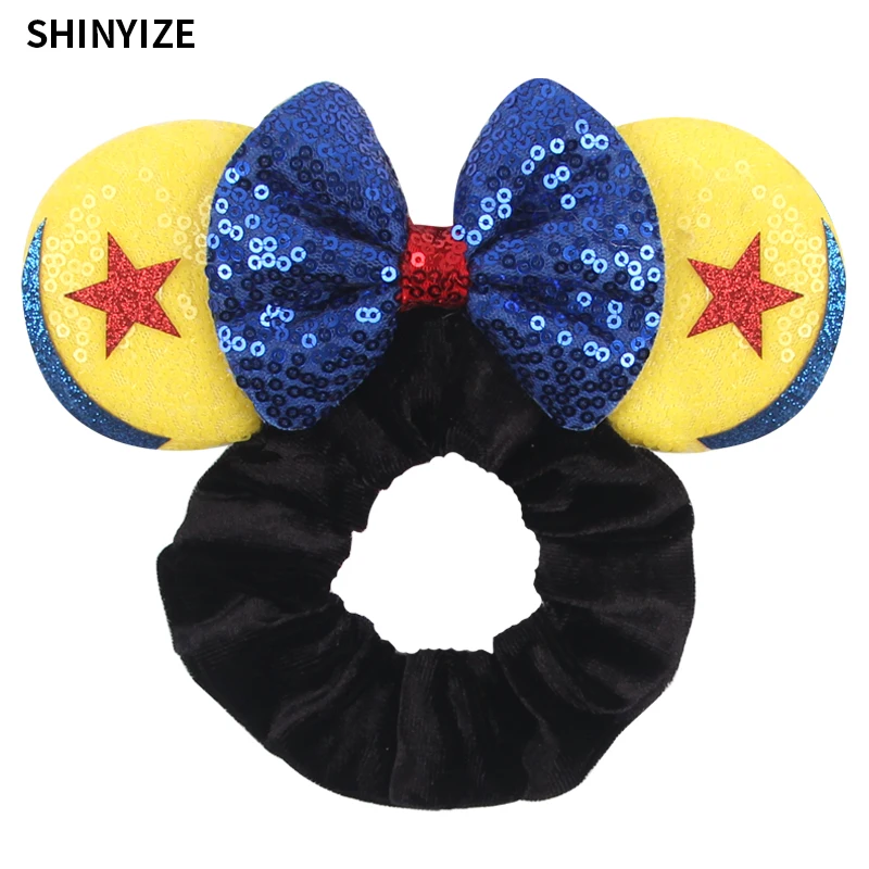 New Cute Mouse Ears Headwear Tie Hair Festival Sequin Women 3.6"Bow Elastic Headband Girl Party DIY Hair Accessories Gift