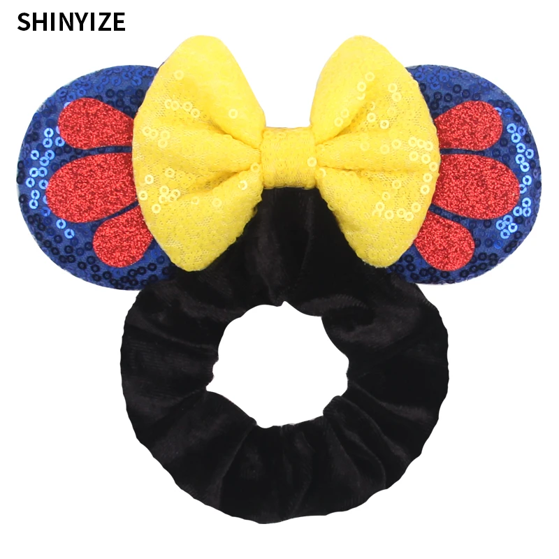 New Cute Mouse Ears Headwear Tie Hair Festival Sequin Women 3.6"Bow Elastic Headband Girl Party DIY Hair Accessories Gift